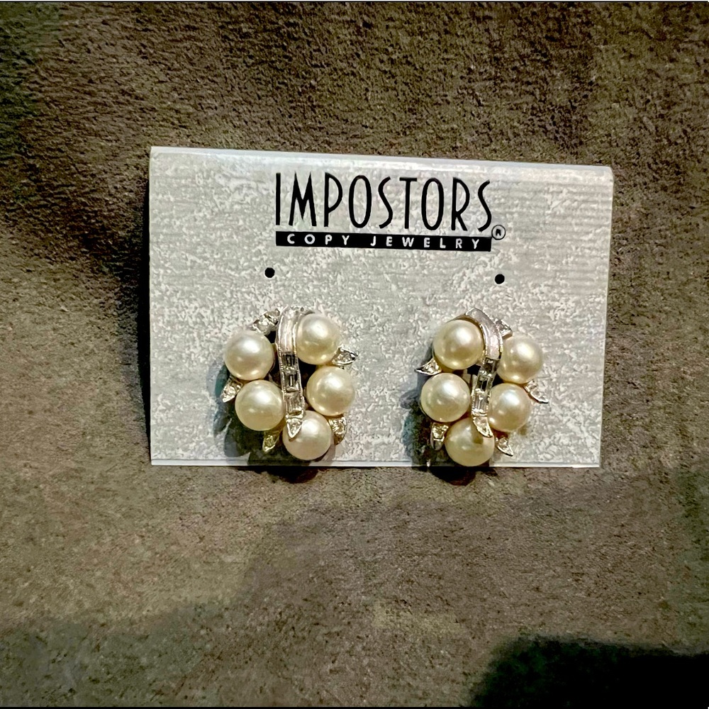 Faux Pearl Clip On Earrings